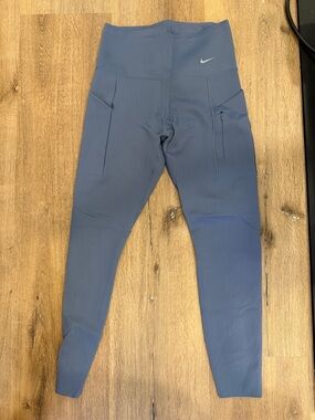 Nike Go Dri-Fit Slate Blue High-Waist Leggings with Side Pockets Medium